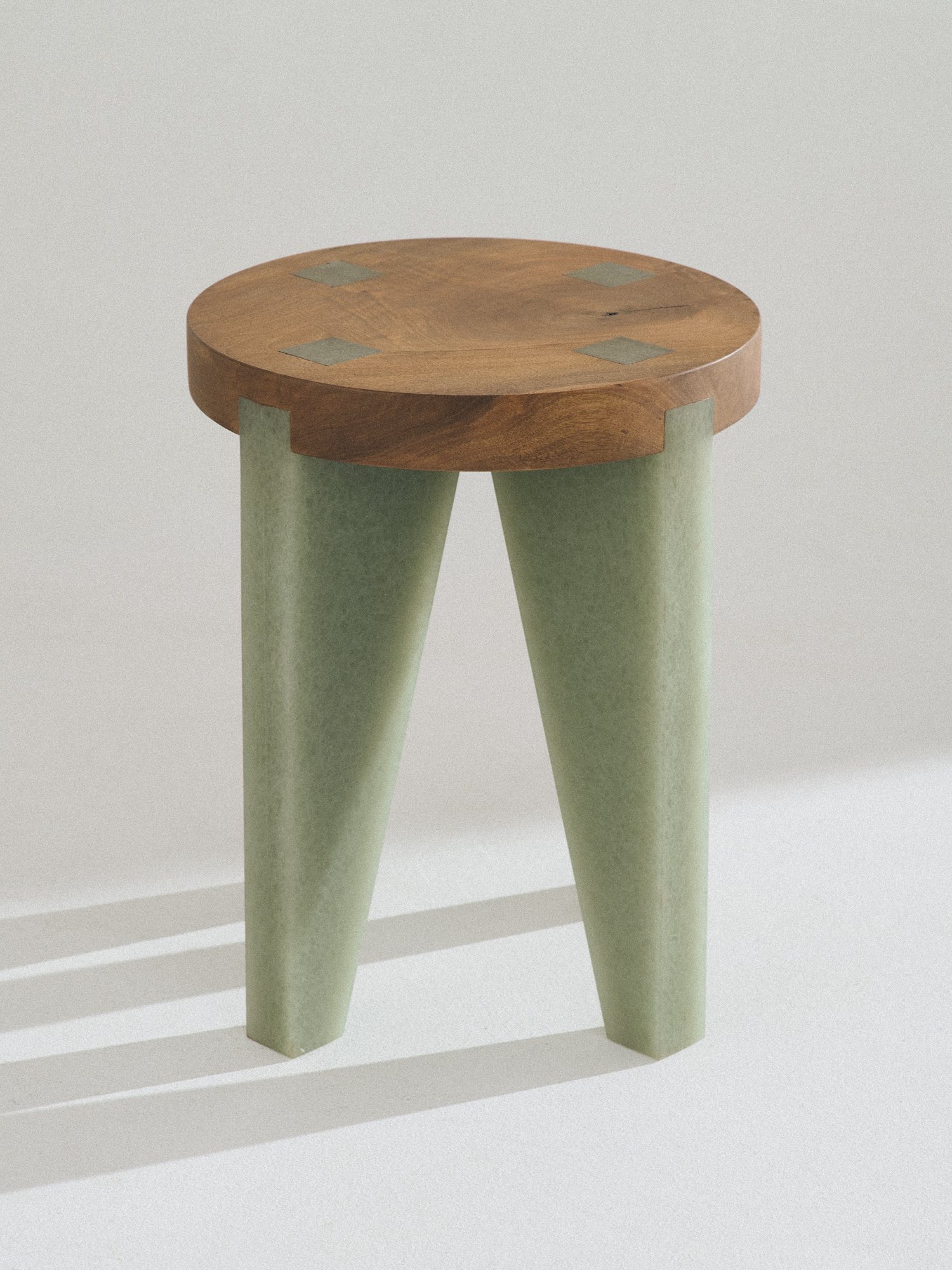 NANO Stool with a walnut seat with inlaid Karlite